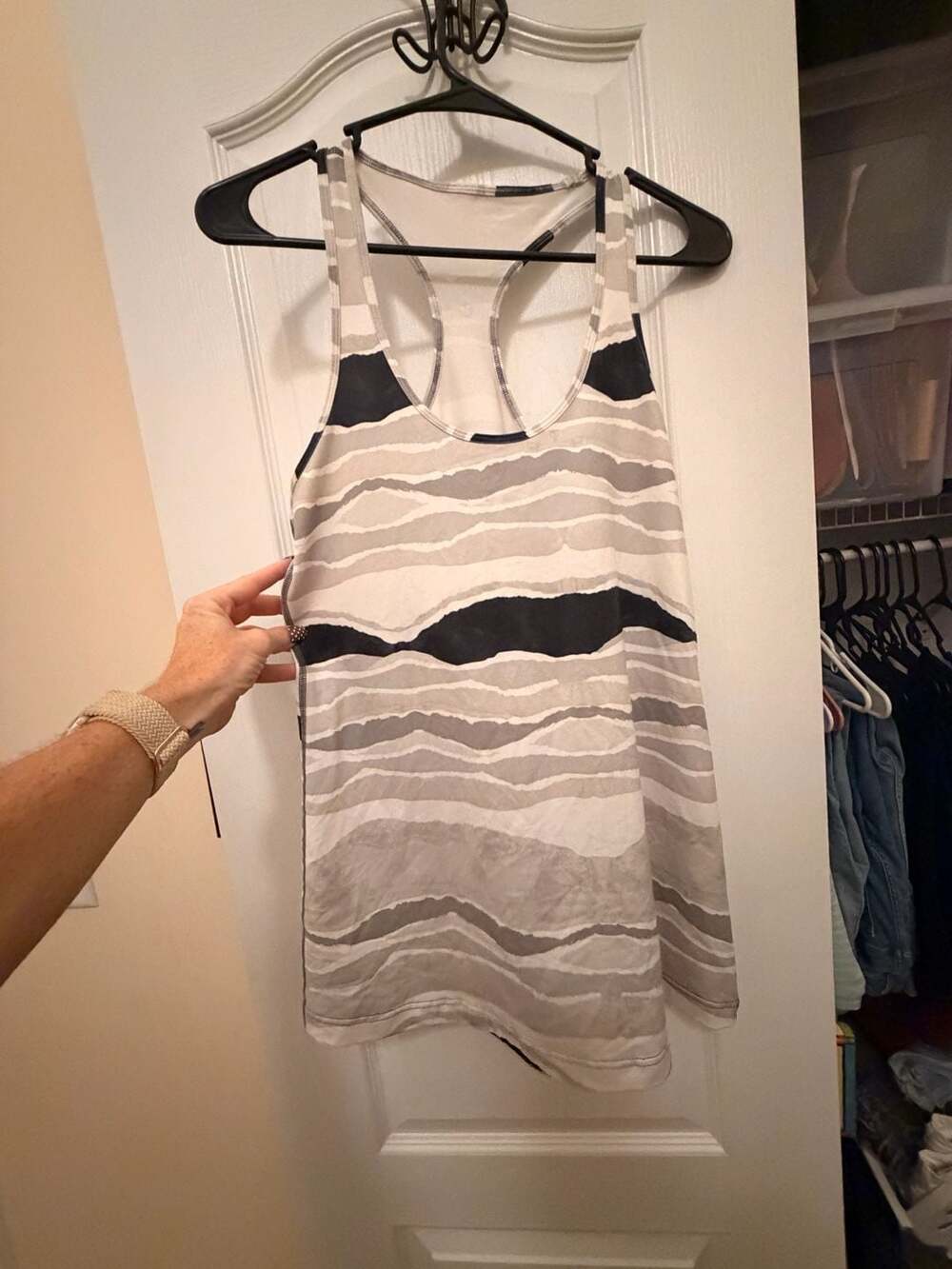 Lululemon Cool Racerback Tank Top Bleacher Stripe White Black